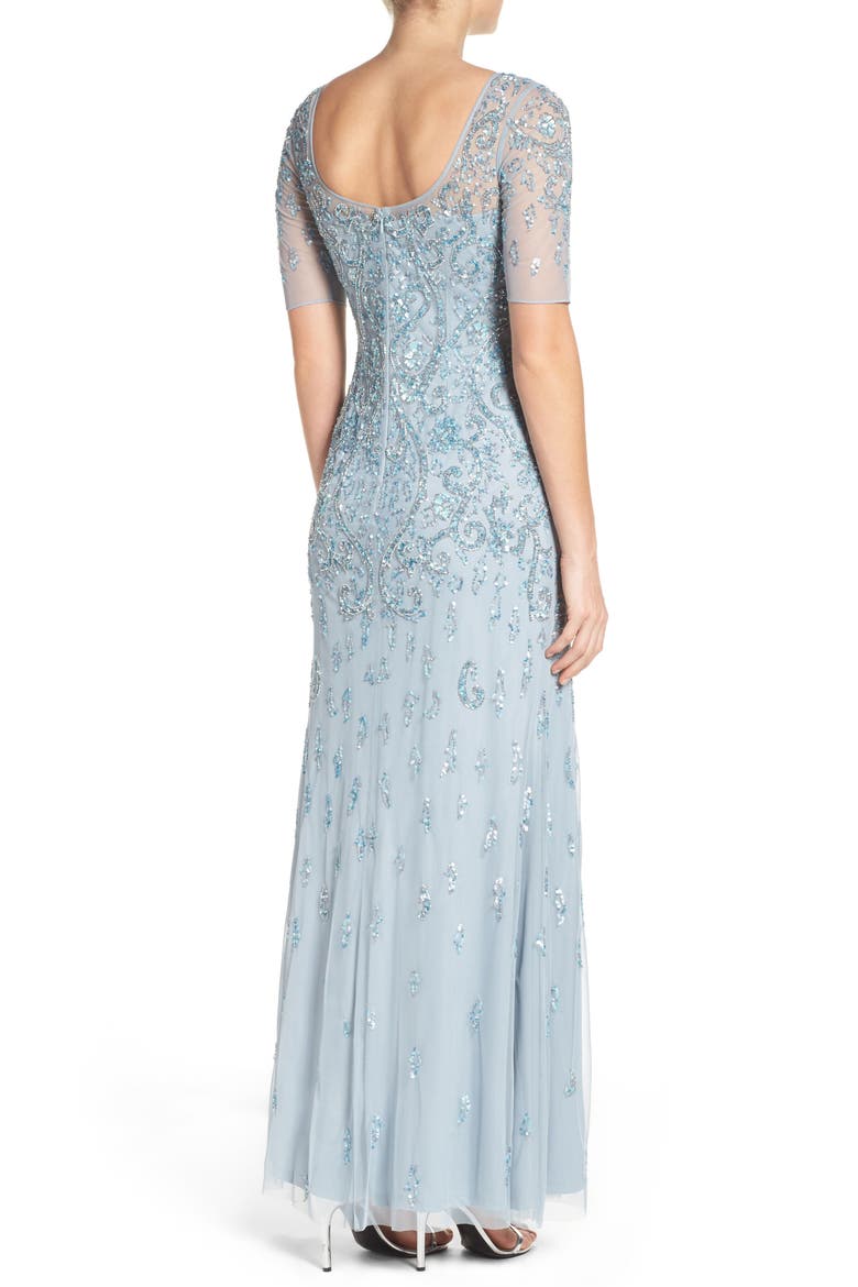 Embellished A-Line Gown, Alternate, color, BLUE HEATHER