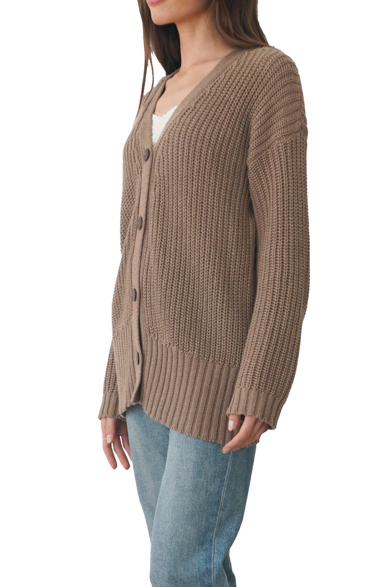 Emily Long Cotton Cardigan, Alternate, color, Mocha