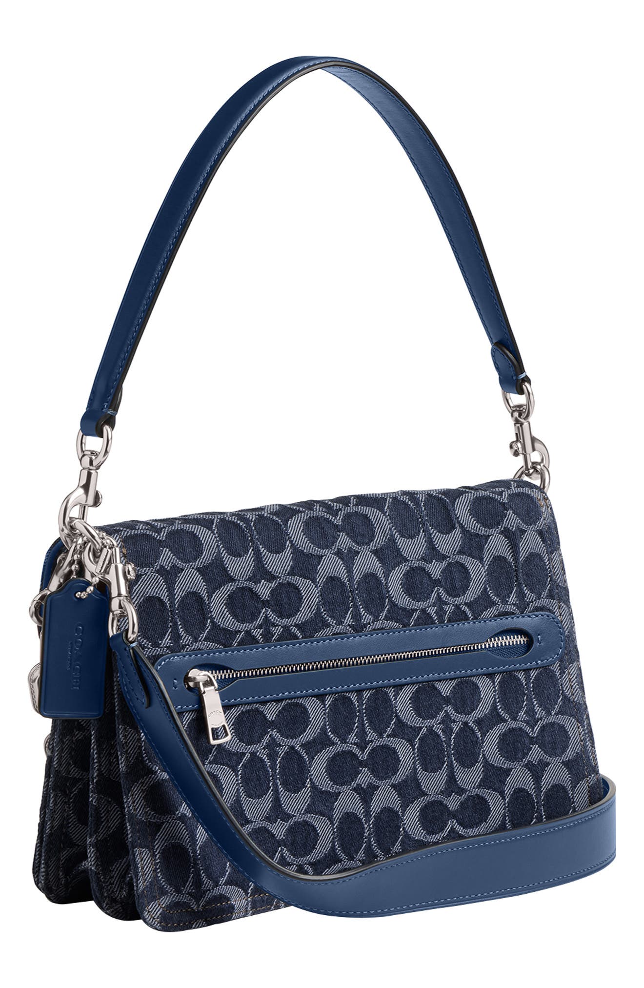 COACH Signature Chain Denim Shoulder Bag, Alternate, color, 