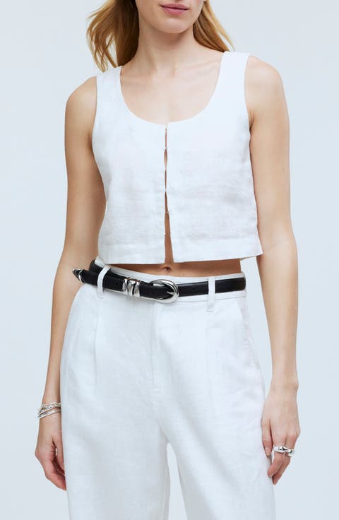 Scoopneck Linen Crop Tank
