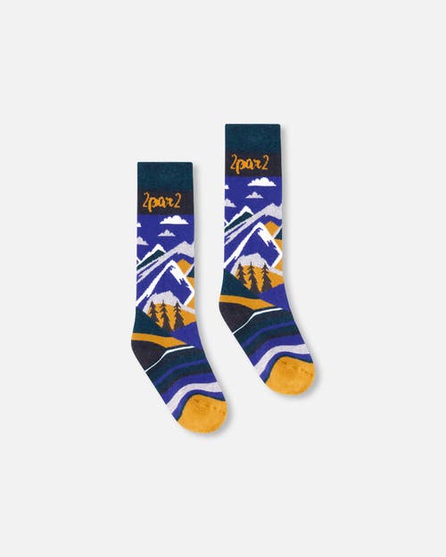 Deux Par Deux Boy Winter Ski Socks With Merino Wool In Multi