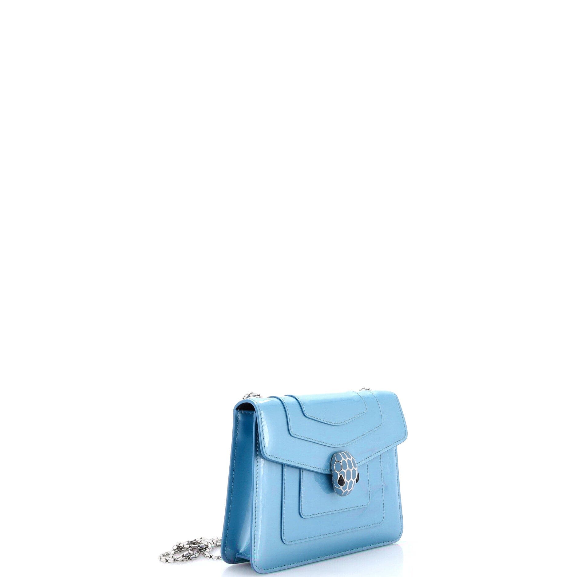 Serpenti Forever Square Shoulder Bag Patent Small, Alternate, color, Blue