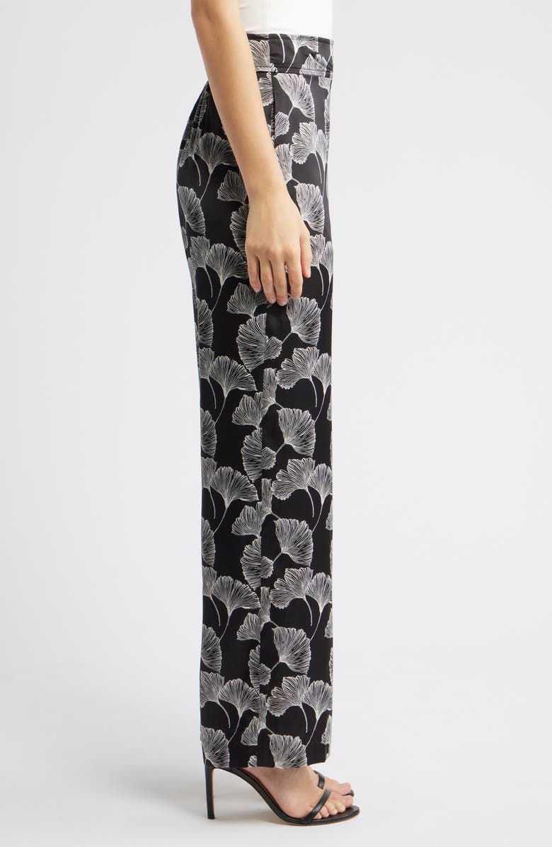 Anne Klein Print High Waist Pull-On Wide Leg Pants, Alternate, color, Black/ White/ Ivory