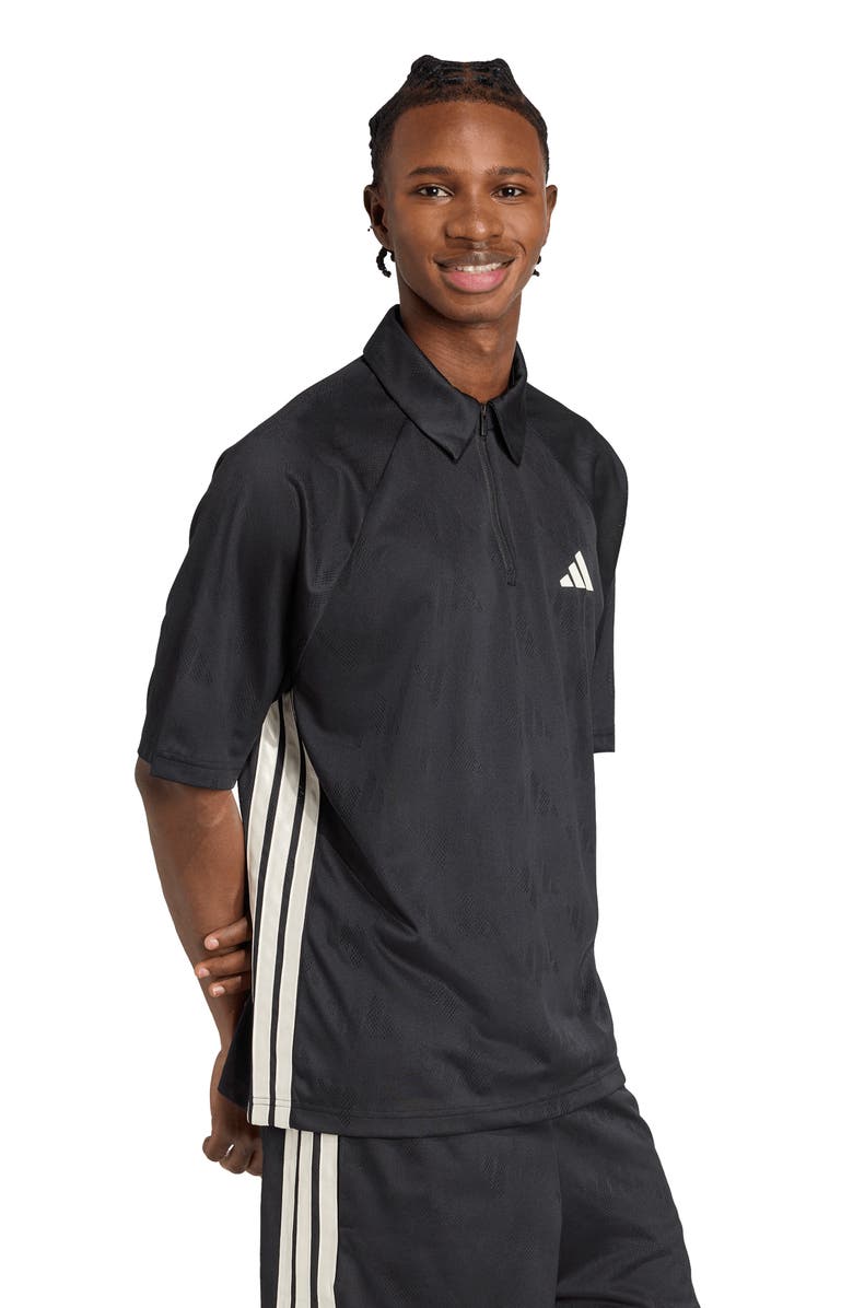 adidas Stadium Jacquard Polo, Alternate, color, Black/ Off White