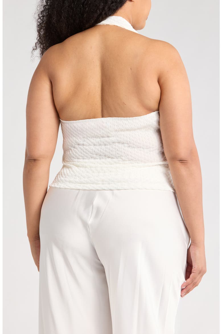 Textured Knit Halter Top, Alternate, color, WHITE