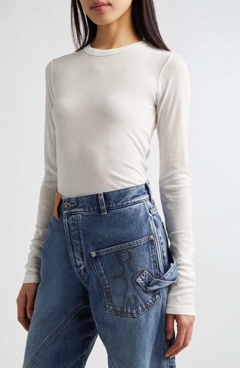 JW Anderson Long Sleeve Crewneck Top, Alternate, color, Off White
