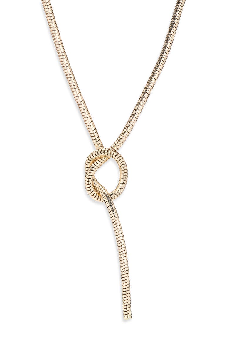 Snake Chain Knot Y-Necklace, Main, color, GOLD