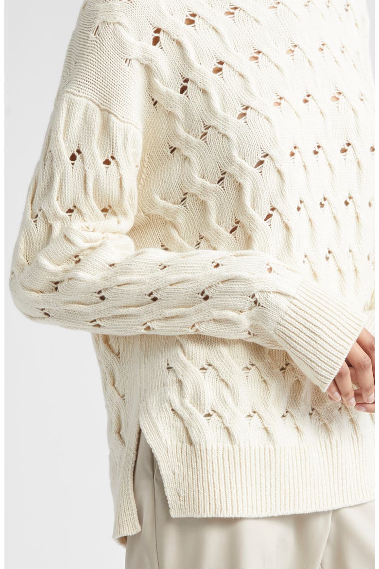 Cable Stitch Cashmere & Silk Sweater, Alternate, color, CLOUD