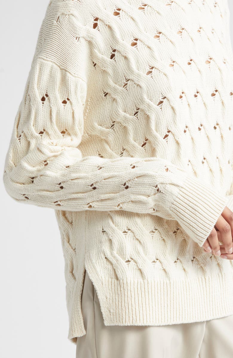 Lafayette 148 New York Cable Stitch Cashmere & Silk Sweater, Alternate, color, 