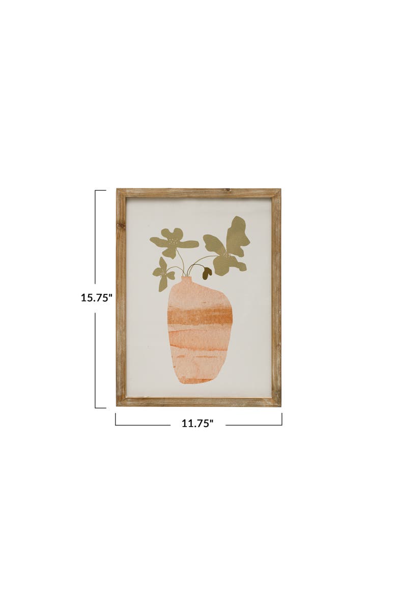 Scandinavian Wood Framed Flowers in Vase Wall Art with Glass Cover, Multicolor, Alternate, color, Multicolor