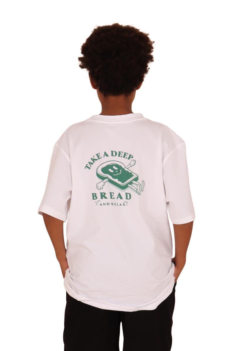 TINY TRIBE Kids' Take a Deep Bread Stretch Cotton Graphic T-Shirt, Alternate, color, White