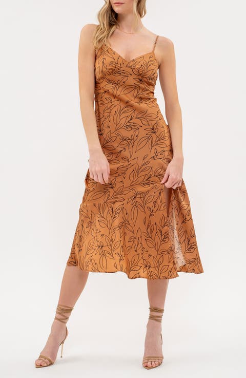 Leaf Print Midi Dress