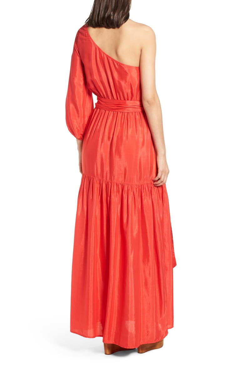 One-Shoulder Maxi Dress, Alternate, color, BRIGHT RED