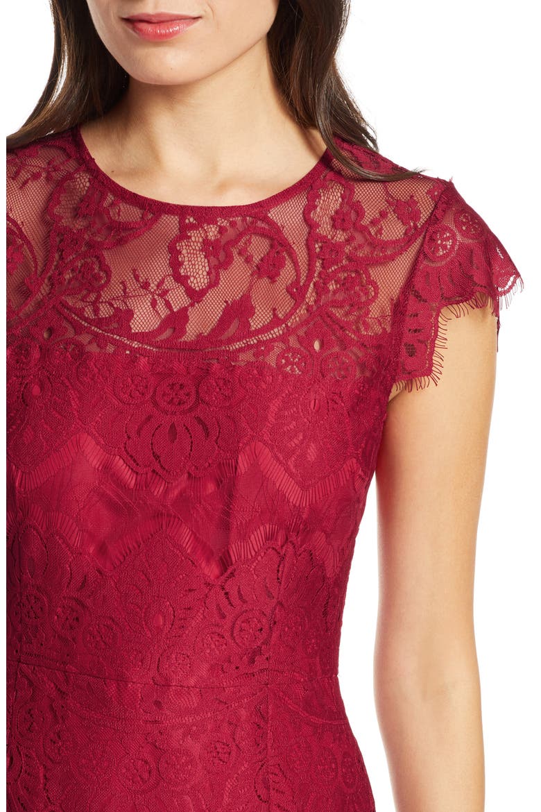 Jayce Lace Sheath Cocktail Dress, Alternate, color, SCOOTER RED