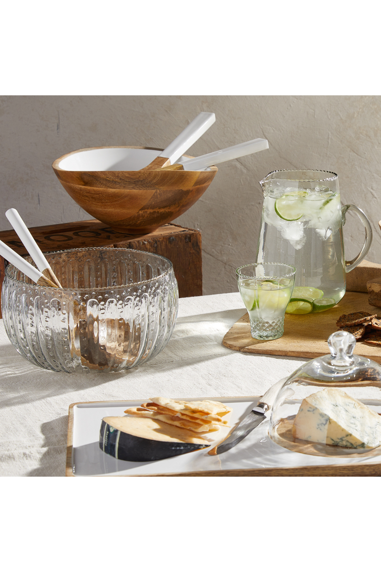 Ruffle Glass Lines Large Bowl, Alternate, color, Clear