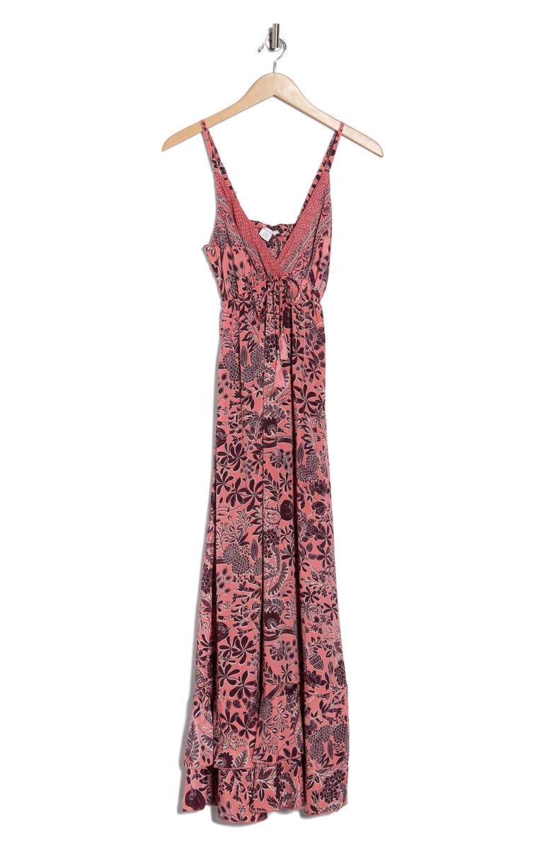 La Fiorentina Floral V-Neck Maxi Dress, Alternate, color, Pink