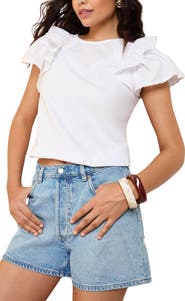 Friends Like These Lace Trim Frill Sleeve Top
