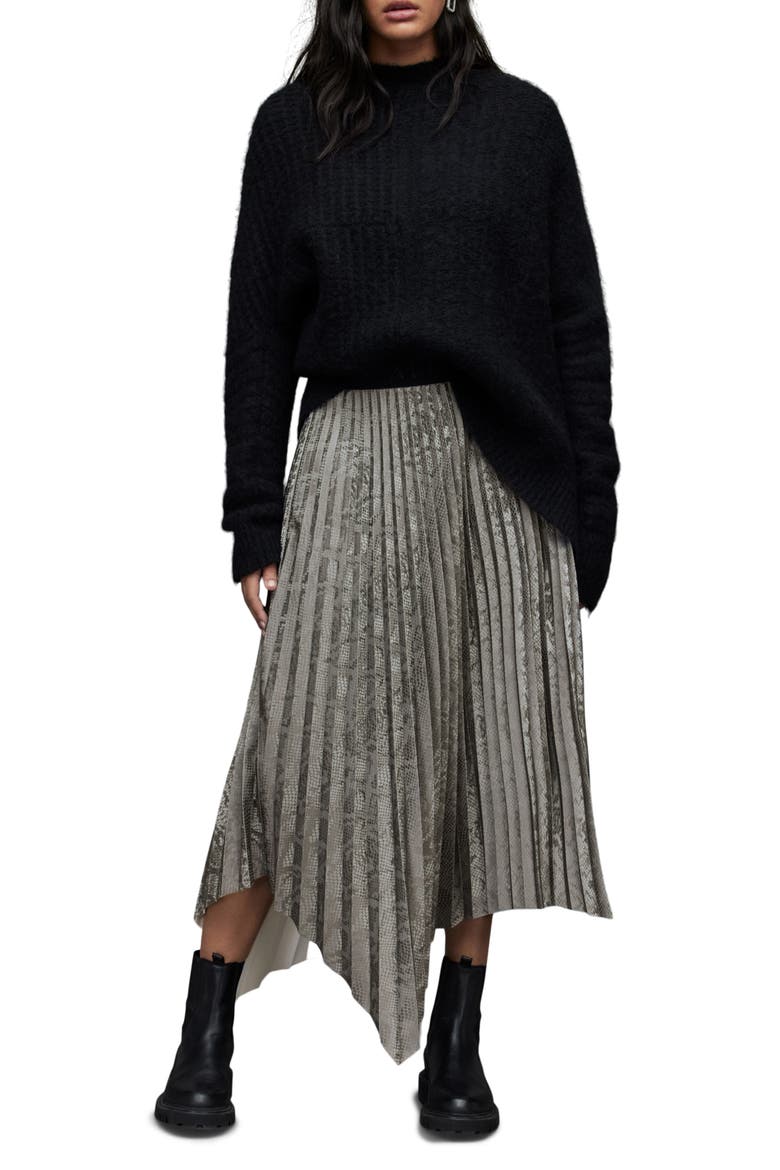 Phia Snakeskin Print Maxi Skirt, Alternate, color, SILVER
