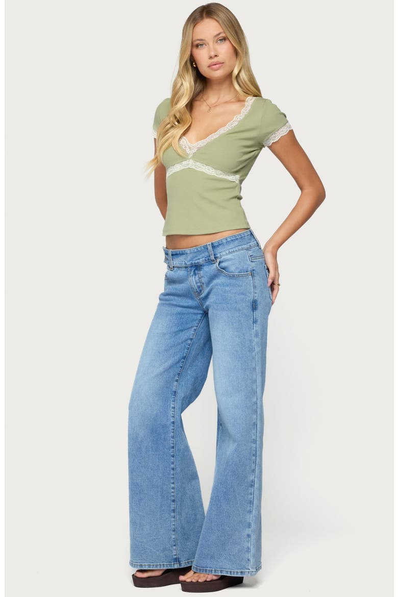 Juli Lacey Ribbed V-Neck Top, Alternate, color, SAGE