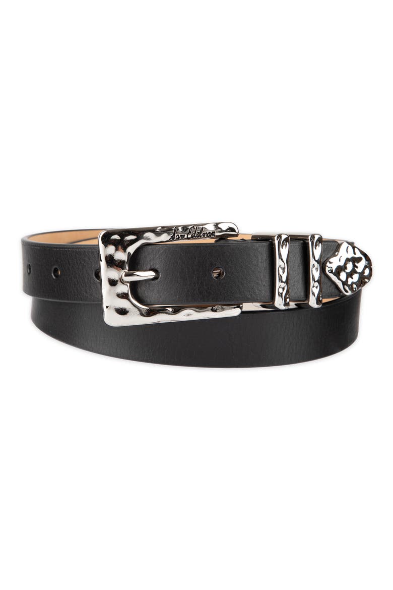 Hammered Leather Belt, Alternate, color, BLACK