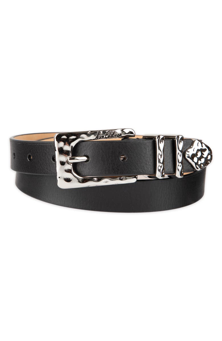 Sam Edelman Hammered Leather Belt, Alternate, color, Black