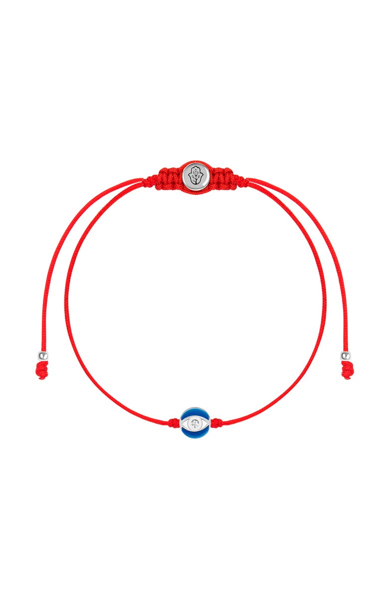 Karma and Luck Super Guardian - Navy Enamel Evil Eye Red String Bracelet, Main, color, Red/Silver/Navy