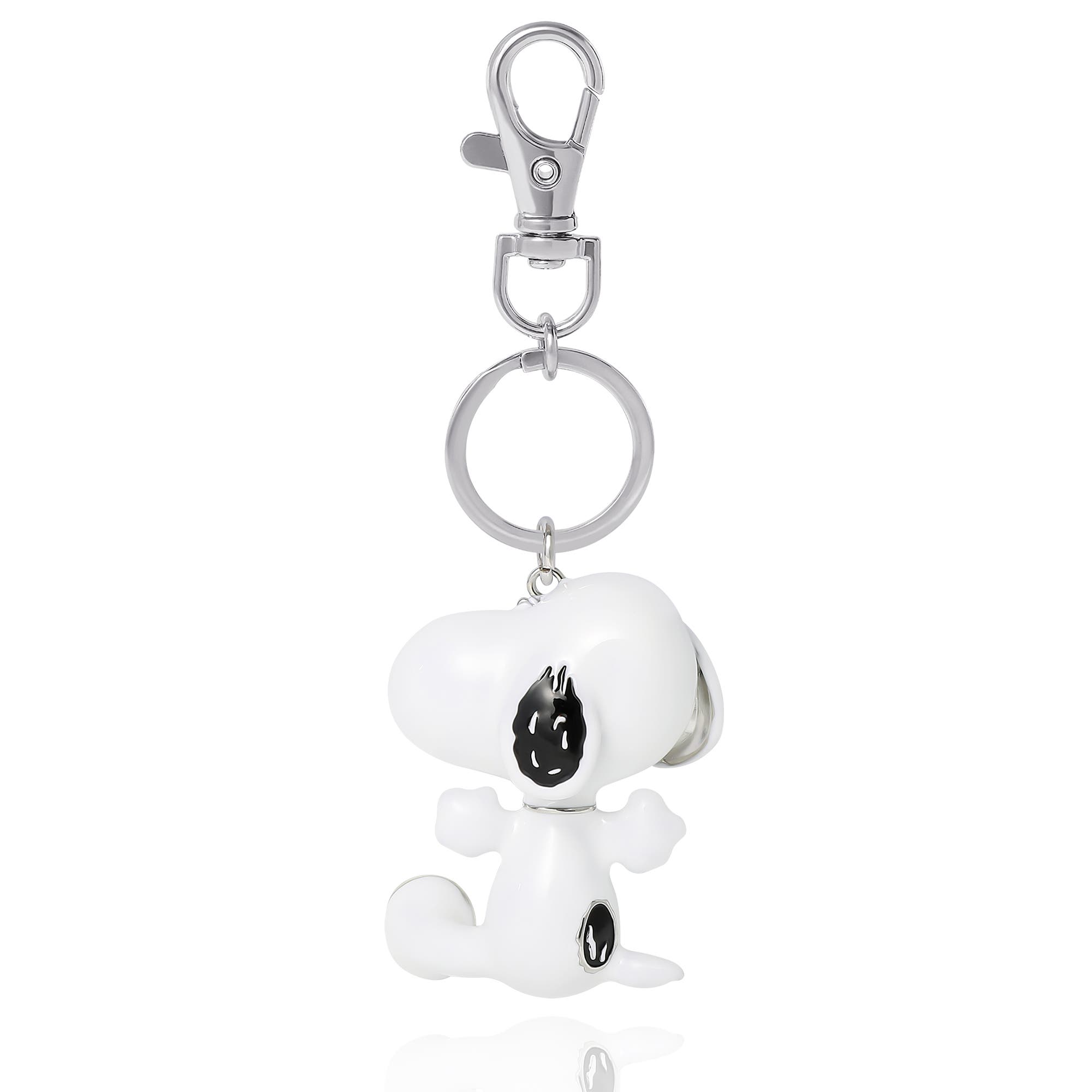 PEANUTS Snoopy Keychain, Silver-Tone Enamel Bag Charm, Alternate, color, White, Silver Tone