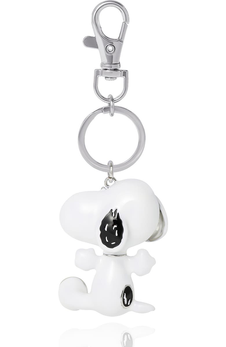 PEANUTS Snoopy Keychain, Silver-Tone Enamel Bag Charm, Alternate, color, White, Silver Tone