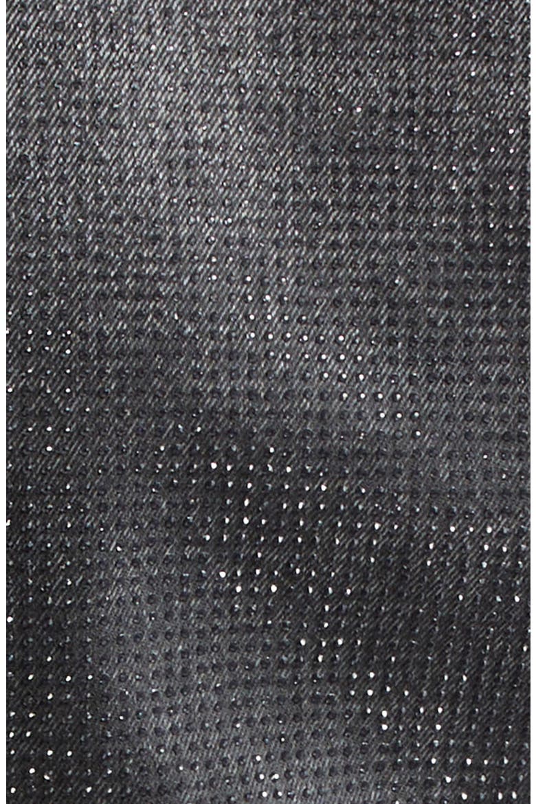 Crystal Embellished Denim Moto Jacket, Alternate, color, BLACK CRACKLE GREY