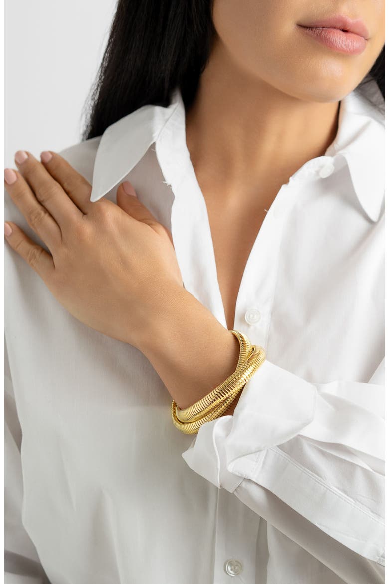 Layered Omega Chain Bracelet, Alternate, color, GOLD