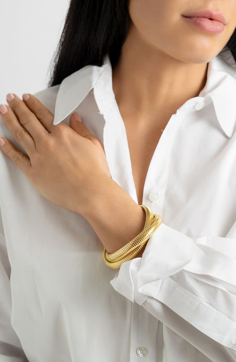 Adornia Layered Omega Chain Bracelet, Alternate, color, Gold