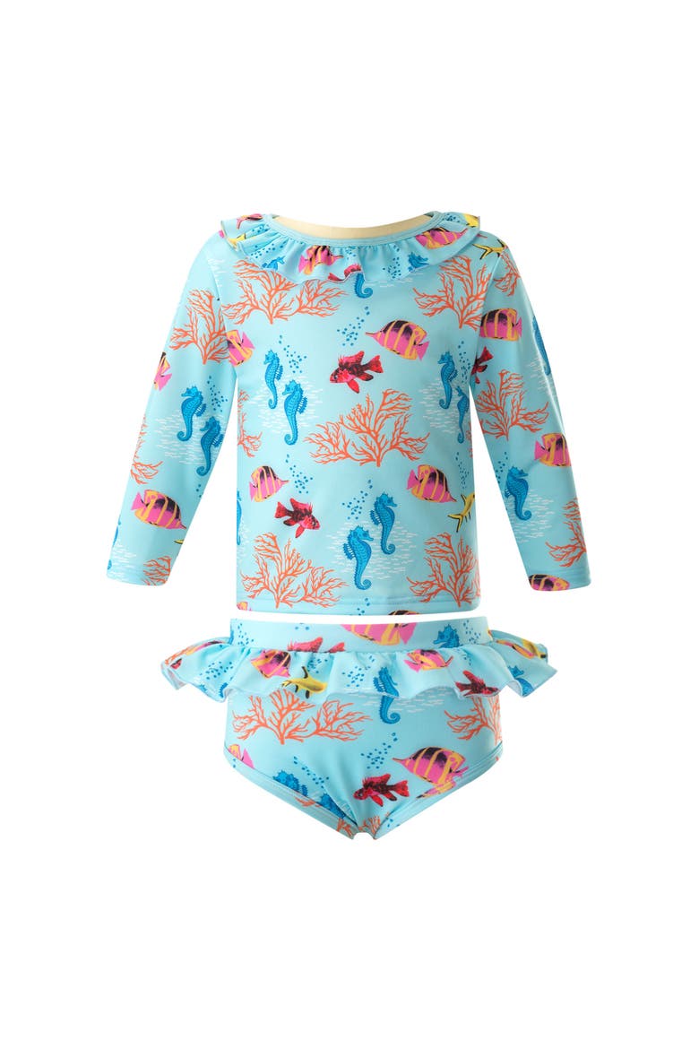 Coral Reef Rashguard Set, Main, color, Blue