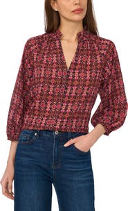 CeCe Paisley Crepe Top