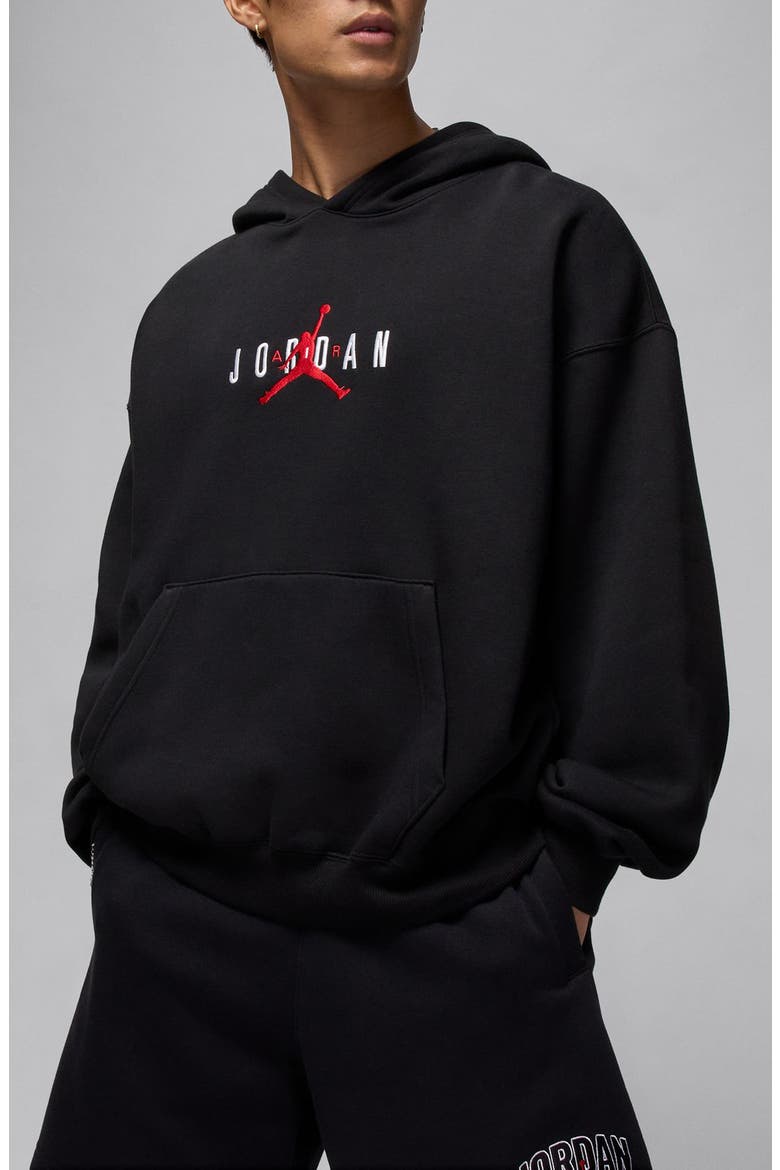 Brooklyn Oversize Stretch Hoodie, Main, color, BLACK/ GYM RED