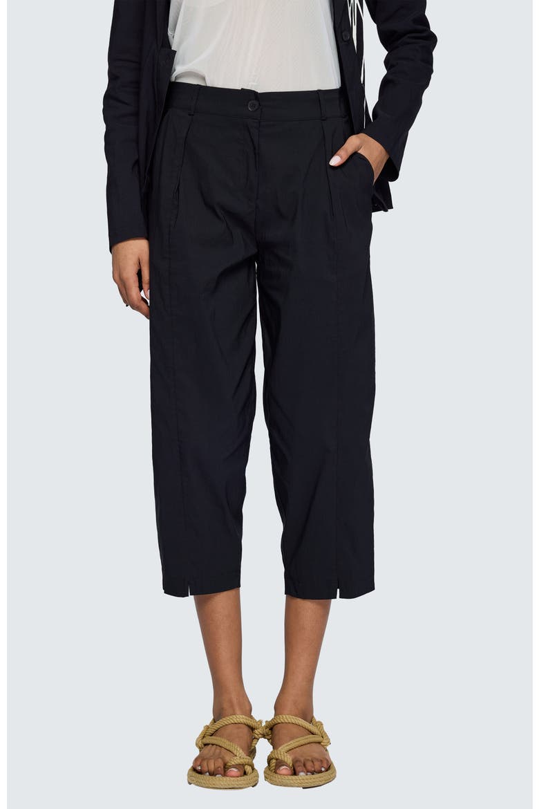 Elara Stretch Linen Cotton Blended Pants, Main, color, Black