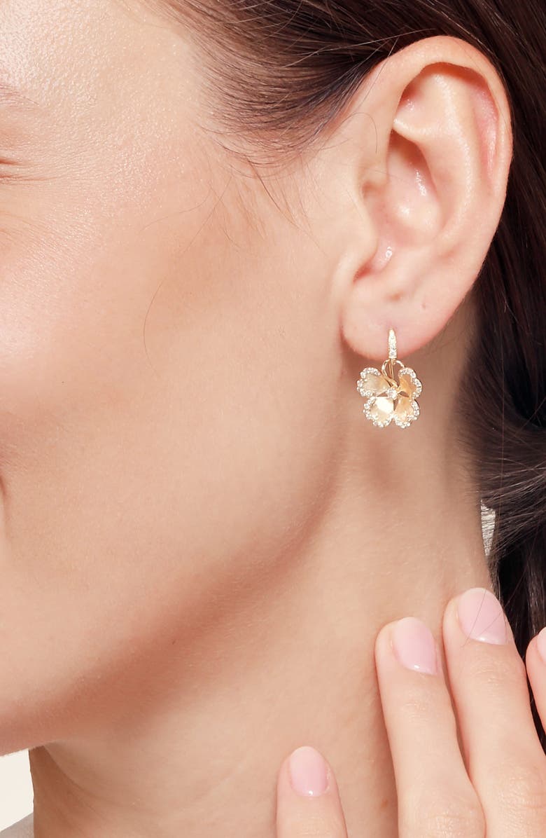 SYNA Cerez Fleur Earrings Petite, Alternate, color, Yellow Gold