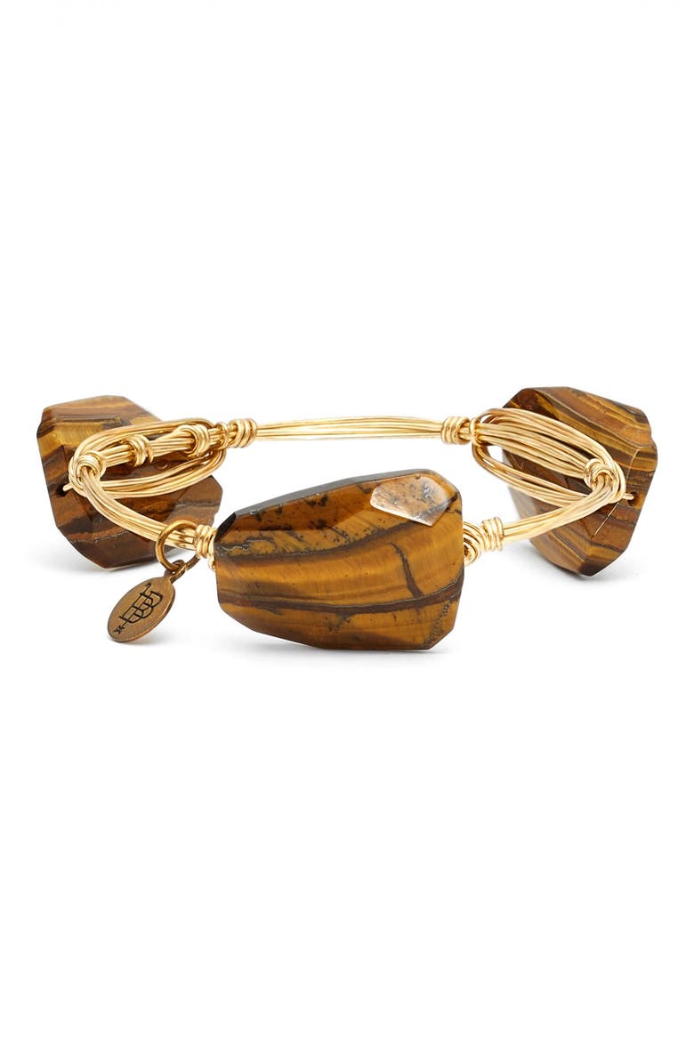 'Tiger's Eye Agate & Jet Acrylic Crystal' Stone Bracelets, Alternate, color, TIGERS EYE/ JET