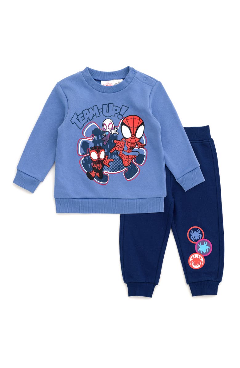 Marvel Spider-Man Fleece Sweatshirt & Pants Set, Main, color, Spider-Man Blue