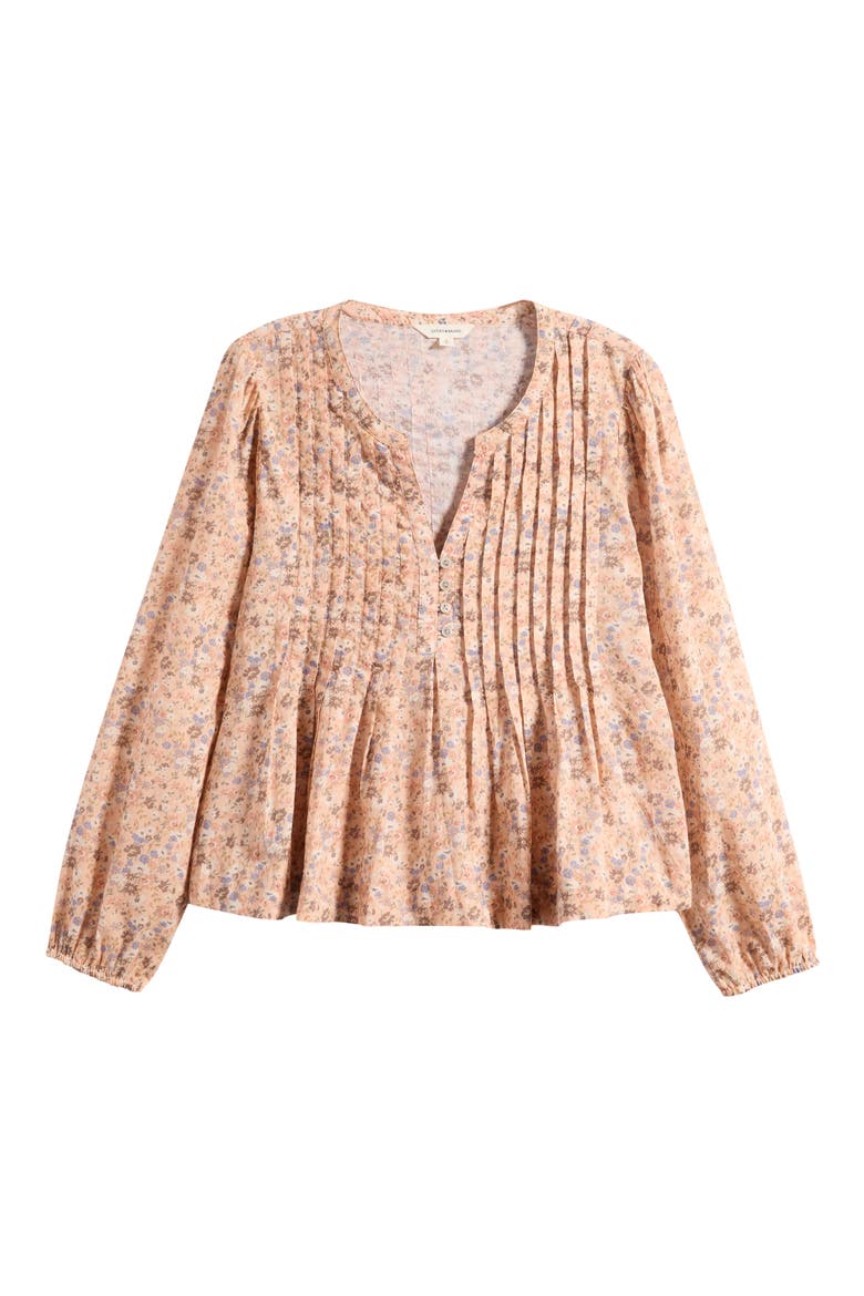 Floral Print Pintuck Cotton Top, Alternate, color, PINK FLORAL