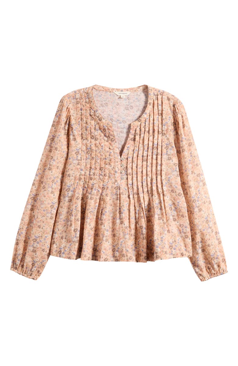 Lucky Brand Floral Print Pintuck Cotton Top, Main, color, Pink Floral