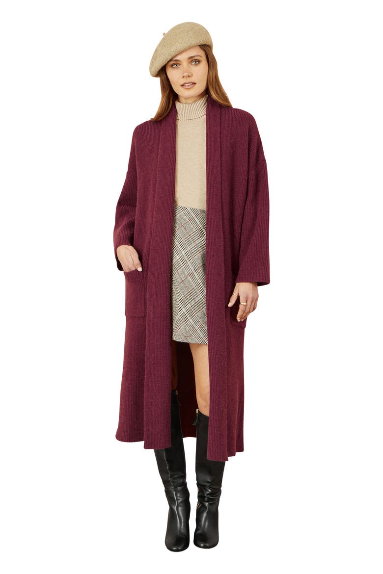 Knitted Maxi Cardigan, Main, color, Burgundy