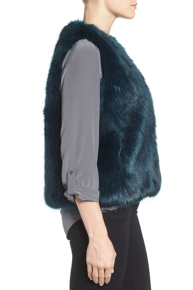 Faux Fur Vest, Alternate, color, TURQUOISE