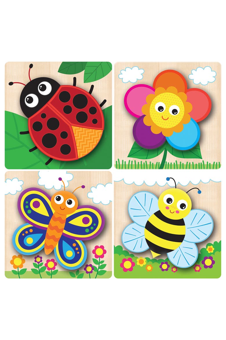 Garden Wood Puzzles 4-Pack, Alternate, color, Multicolor