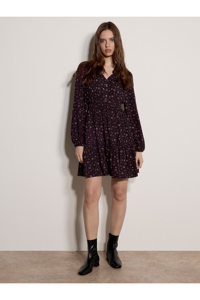 Ditsy Mini Dress, Alternate, color, Burgundy