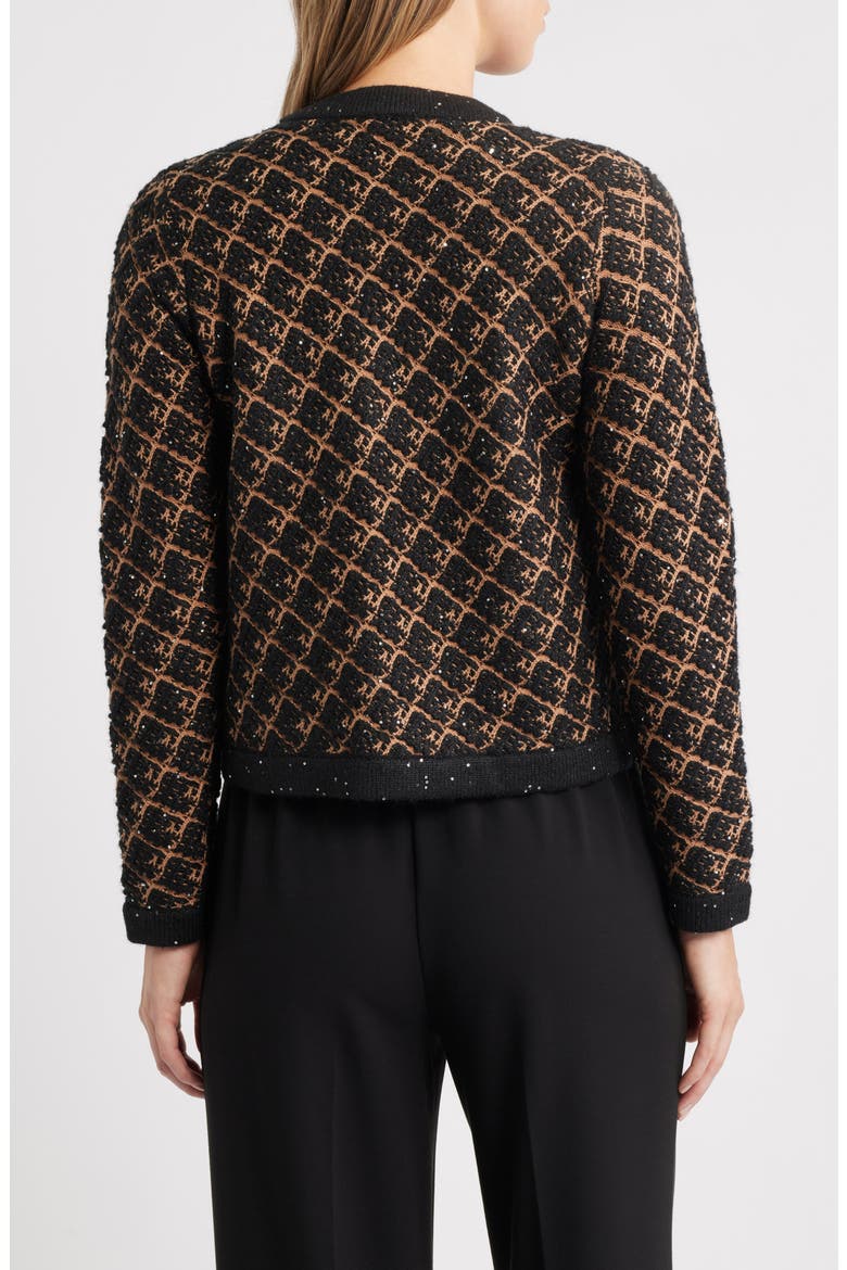 Kissing Plaid Sequin Cardigan, Alternate, color, ANNE BLACK/ VICUNA