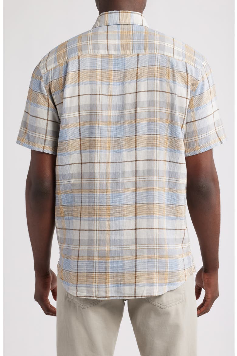 Dawson Plaid Linen Blend Button-Up Shirt, Alternate, color, GREY MULTI PLAID