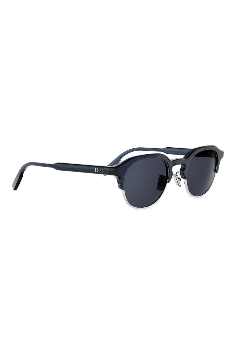 DioRibbon R1I 49mm Geometric Sunglasses, Alternate, color, SHINY BLUE / SMOKE