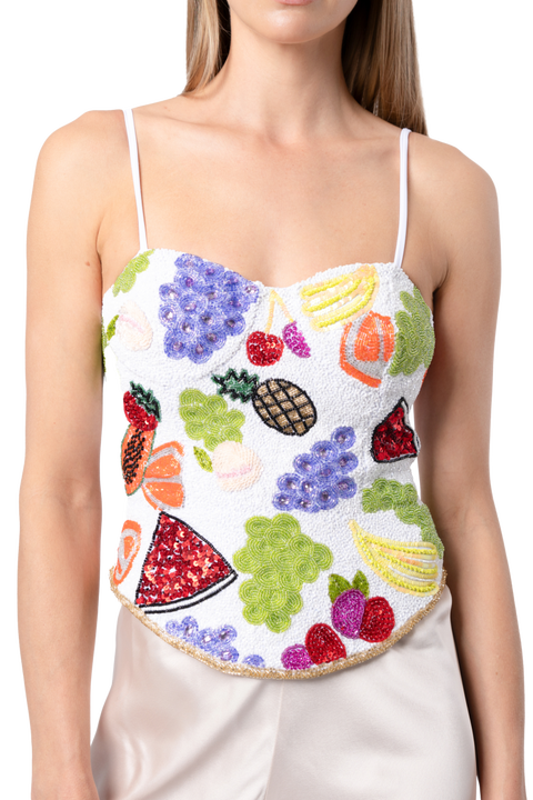 Fruit Hand Beaded Embellished Corset Top