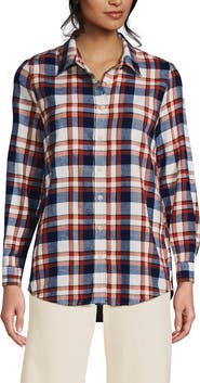 Lands' End Flannel Boyfriend Fit Shirt