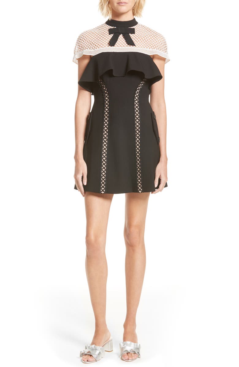 Self-Portrait Bow Detail Minidress, Main, color,